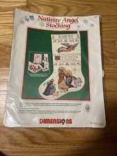 Vintage DIMENSIONS Winter Fun Stocking 16" Counted Cross Stitch Kit 8377 1989