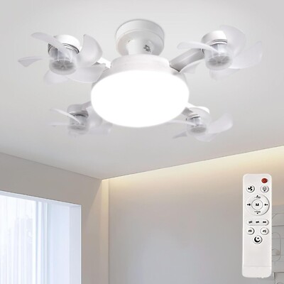 Plug-in Smart Ceiling 4 Blades Fan with Remote, 60W 3-Color Dimmable