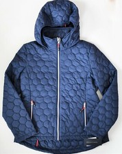New TOMMY HILFIGER Navy HONEYCOMB HOODED QUILTED PACKABLE Jacket L