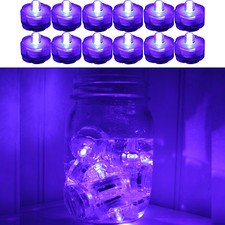 SET of 12 PURPLE LED Submersible Underwater Tea lights for Centerpiece Vases