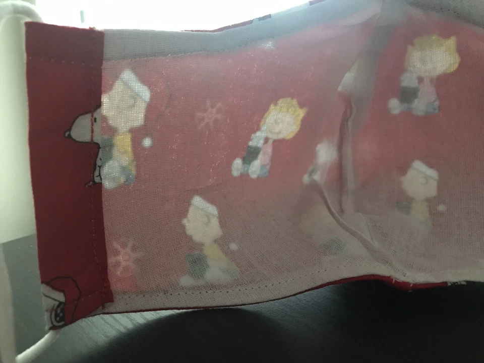 Máscara facial hecha a mano Peanuts Charlie Brown Snoopy forrada rara Foto 4 de 4