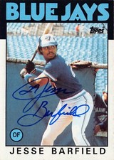 Jesse Barfield autographed Baseball Card 1986 Topps #593 (Toronto Blue Jays)