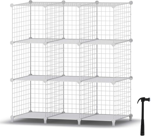 Elegant 9-Cube Wire Storage Shelves - Modern Closet Organizer Solution - Picture 3 of 11