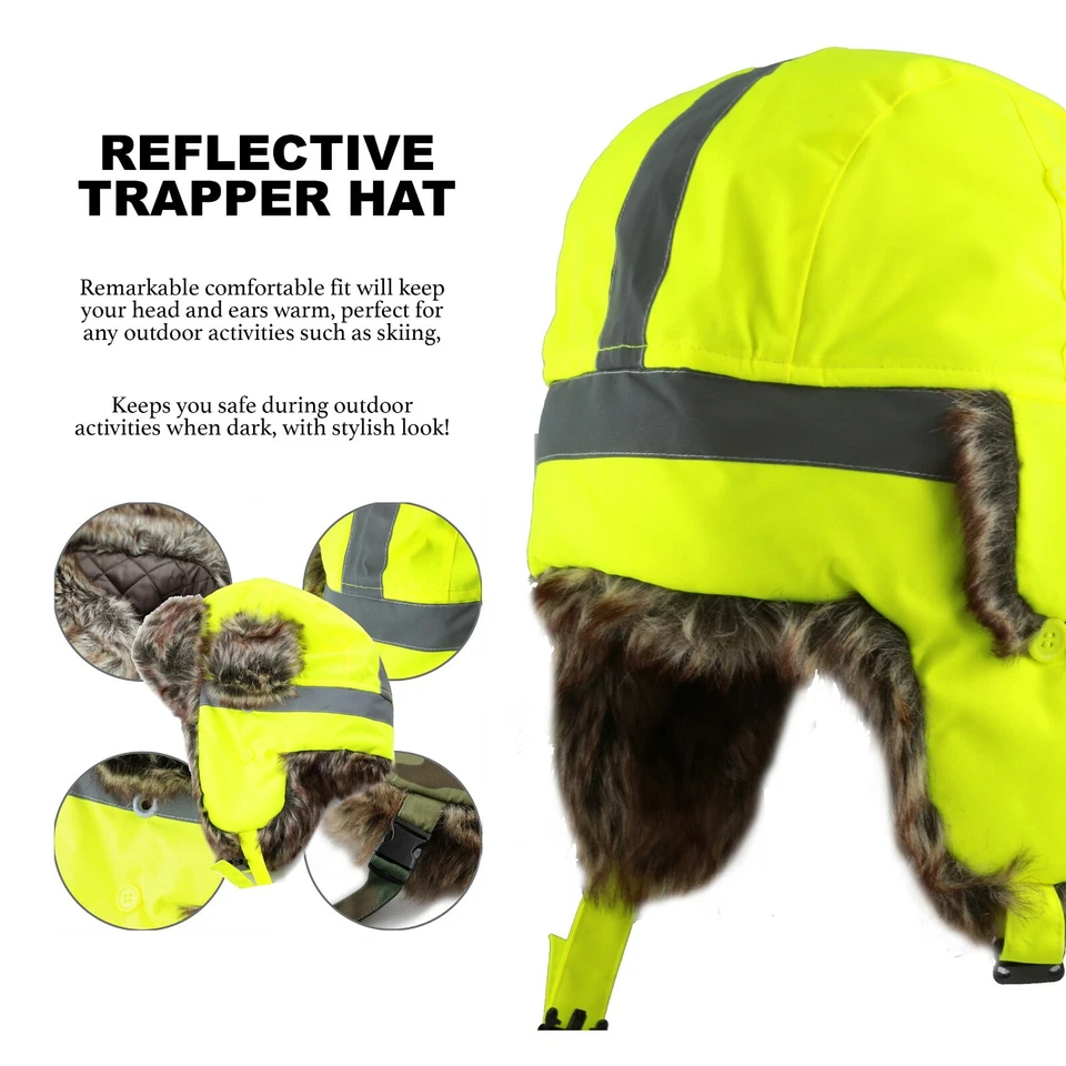 Chapéu Caçador - The Hat Depot Chapéu Trooper Todos os Tamanhos com Aviador Refletivo de Segurança - Imagem 3 de 4