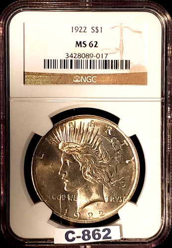 1922 LIBERTY PEACE SILVER DOLLAR MS62