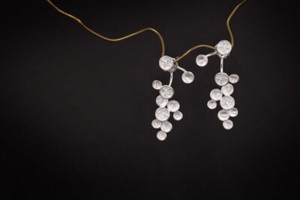 Authentic Handmade Organic grapes sterling silver with gold plated earrings