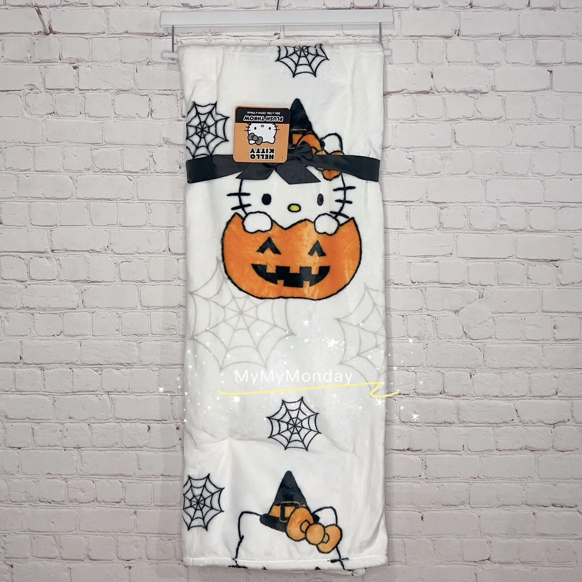 2023 New HELLO KITTY HALLOWEEN Skeleton Pumpkin Spider Web Plush Throw Blanket