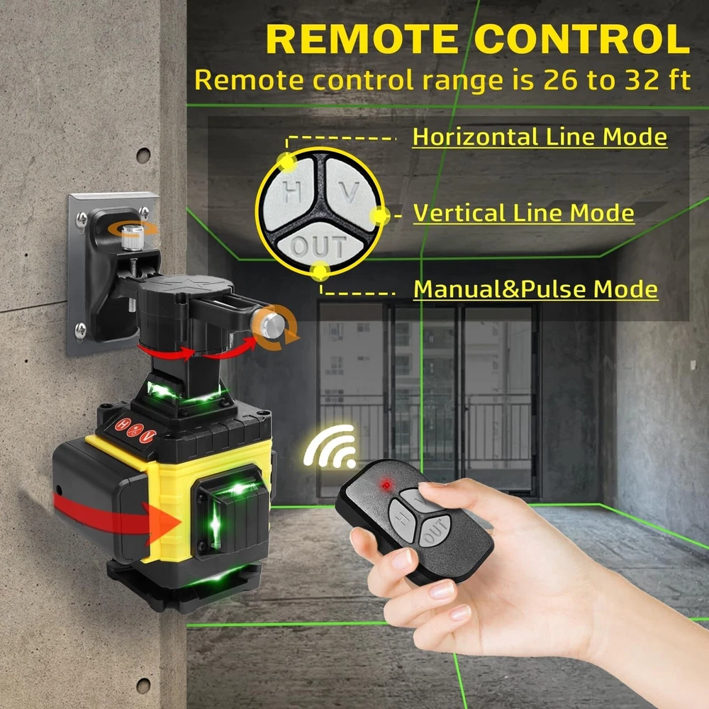 Laser Level, 4 x 360° Laser Level with Tripod, Self Leveling Laser Level 4D