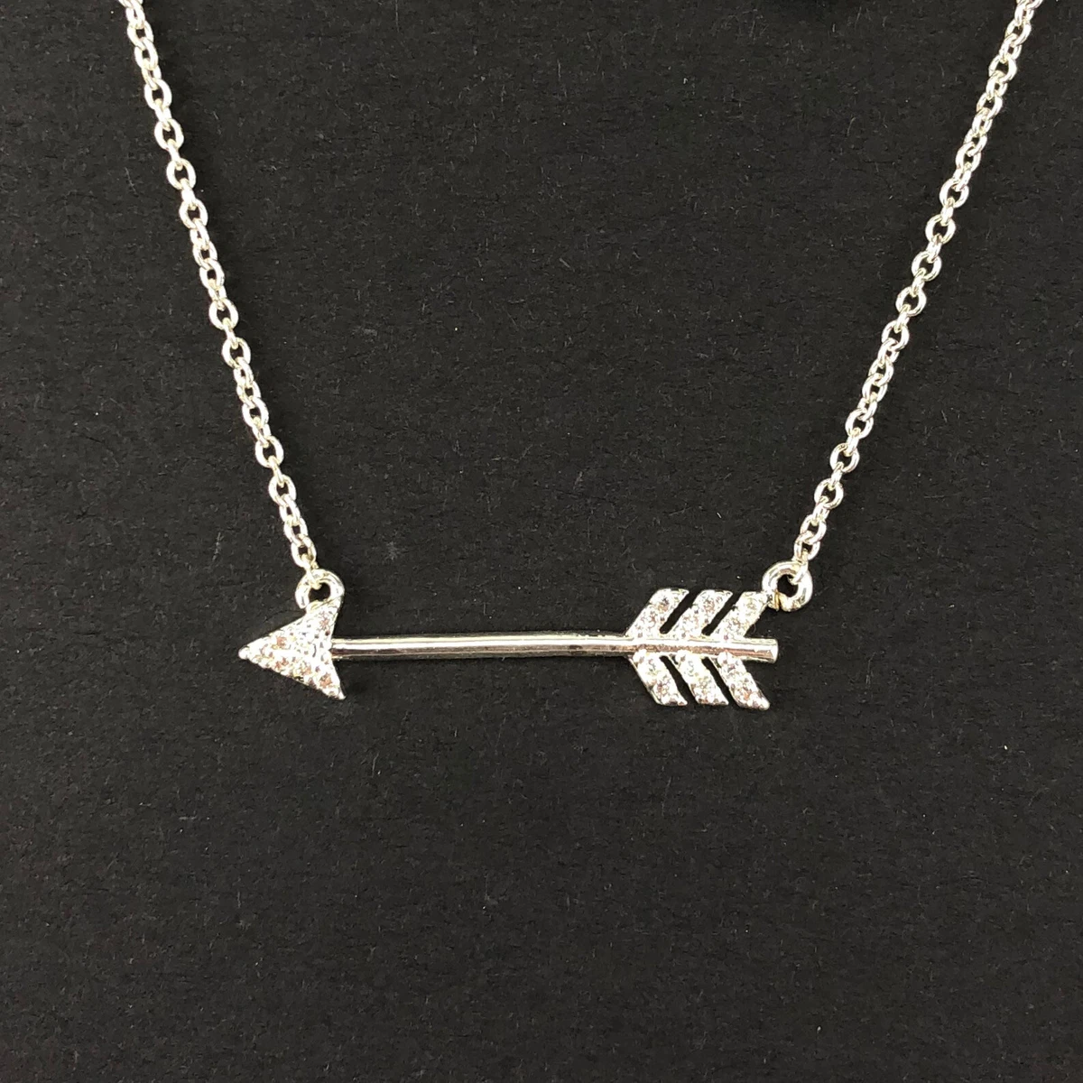 LC Lauren Conrad Silver Tone Short Necklace Rhinestone Arrow with