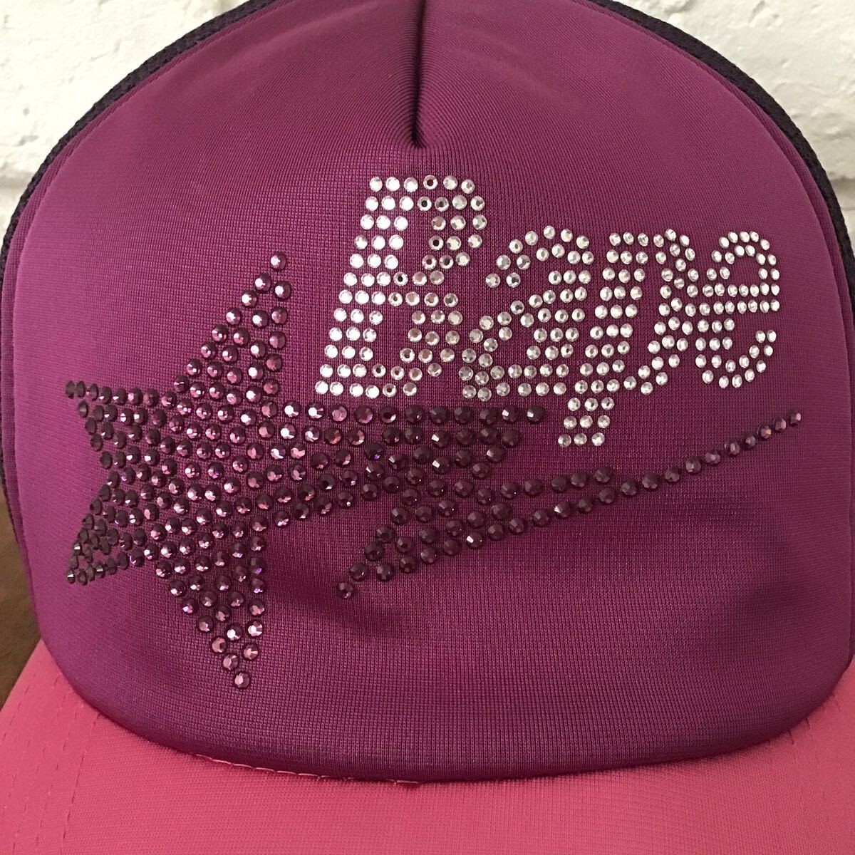 Swarovski BAPESTA logo trucker hat cap BAPE STAR NIGO Purple