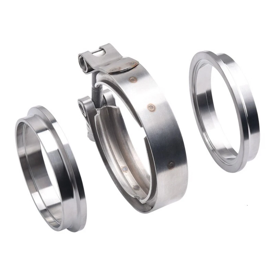 2PCs 3" Inch 76mm Stainless Steel V-Band Clamp & Flat Flange Kit Exhaust Pipe - Image 2 of 4