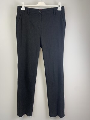 OLSEN TROUSERS 14 CHARCOAL GREY Mona Fit Flat Front
