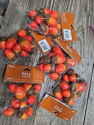 60 Faux Acorns 5 Darice Packages Of 12 Fall Colored Artificial Sealed