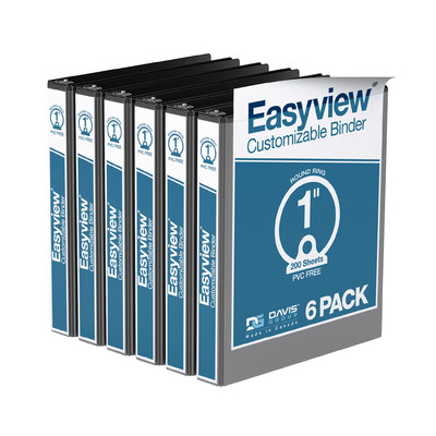 EasyView Premium 1-Inch Binders with Clear-View Covers, 3-Ring Binders for Sc...