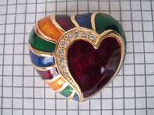 Sehr hübsche Modeschmuck Herz Brosche  70er/80er Jahren mit Ansteck Nadel