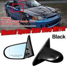 Side Door Manual Mirrors Black For 1992-1995 Eg 4dr Honda Civic Spoon Side Door Manual Mirrors Black For 1992-1995 Eg 4dr Honda Civic Spoon