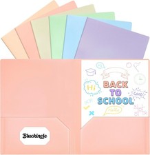 Plastic Folder with Pockets for School 2 Pocket 6 Pack Pastel Colors | Colored