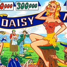 Gottlieb Daisy May Pinball Machine Game Backglass Silkscreened NEW