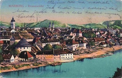 MARIBOR Marburg Drau Steiermark Slovenia Panorma Blick ueber die Drau zur Stadt