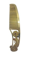 Vanity Hair Comb Brass Flower Faux Multicolor Gems Gold 4" Replacement
