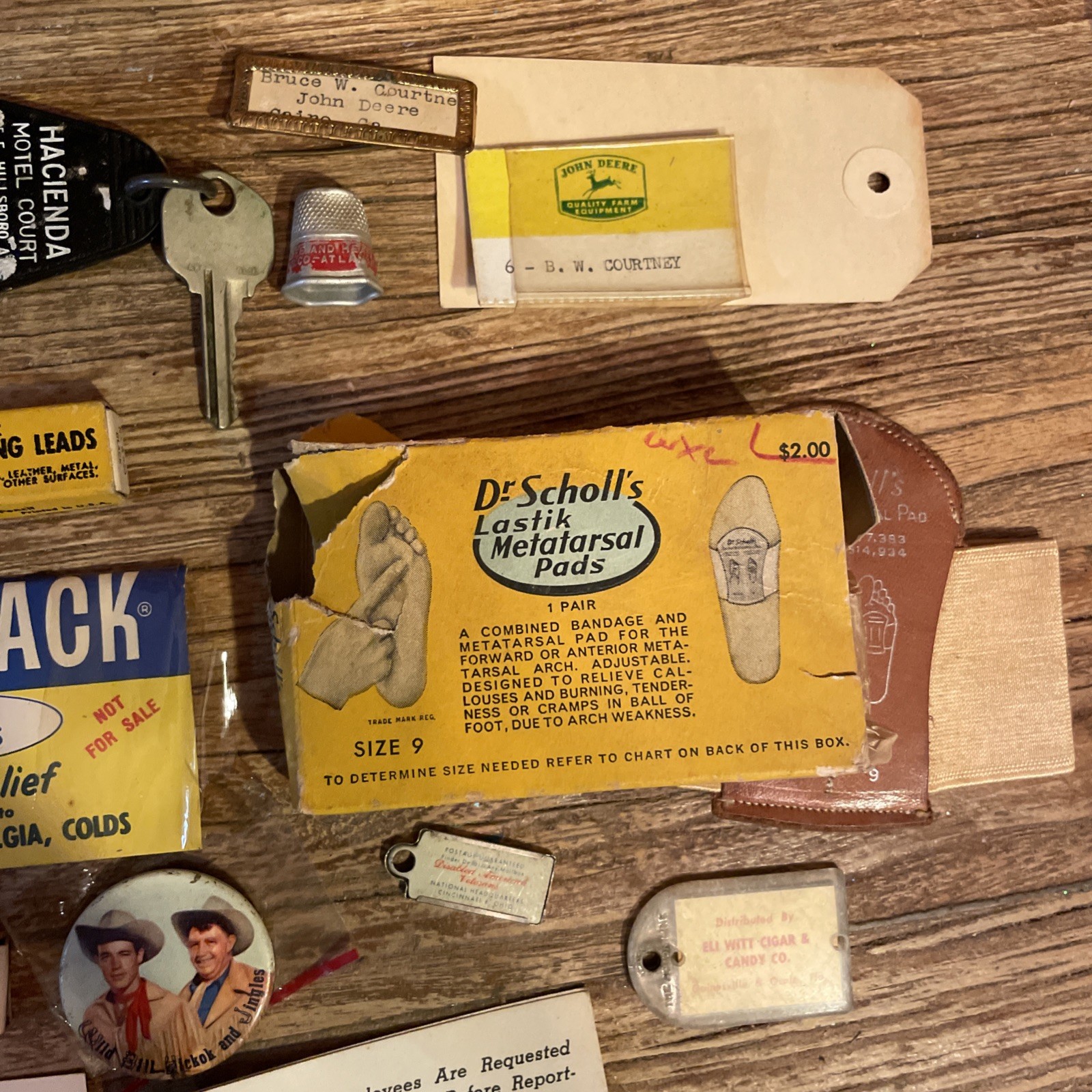 Vintage Items ANACIN Bauer Tin Wrigley’s Juicy Fruit Gum Scripto John Deere Ciga