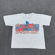 Vintage Spiderman Shirt Youth Kids Gray 2003 Y2K Spiderman Print Size XS