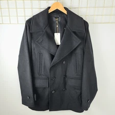 Quince Mens Coat Large Italian Wool Black Pea-Read