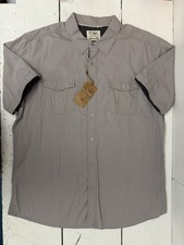 Mens 2XL Gray Short Sleeve Button Up Shirt Casual Lightweight Work Utility NWT