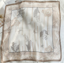 100 Silk Mulberry Scarf 53X53cm Shawl Neckerchief leaf Print Bandana Wrap new
