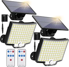 2-Pack Solar Motion Sensor Flood Lights, 106 LED, 3000LM, IP65 Outdoor