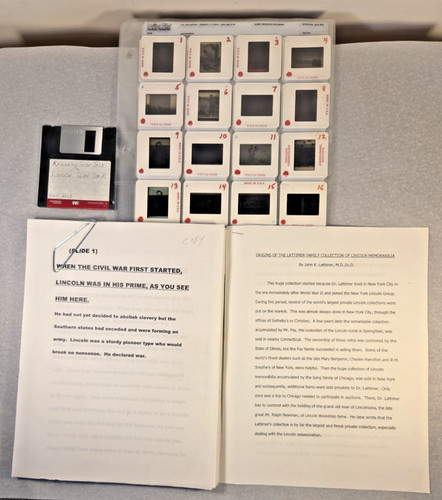 Abraham Lincoln Assassination Show Slides-78 Slides & Narration by Dr. Lattimer