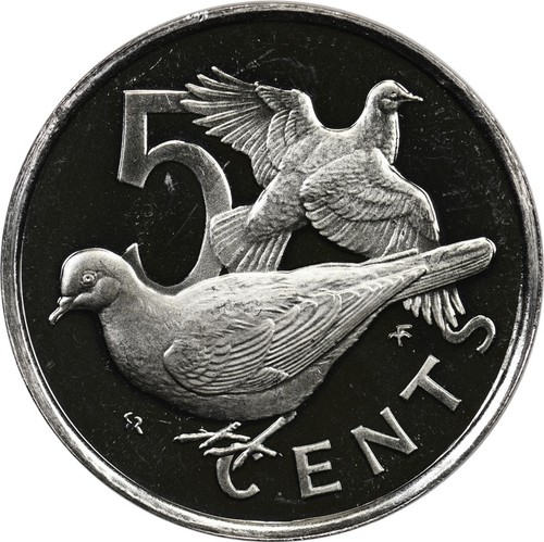 British Virgin Islands - 5 Cents - 1976 FM - Proof - Zenaida Doves