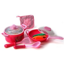 SET ACCESSORI CUCINA CON PENTOLE PADELLE E COPERCHI GRANDI GIOCO PER BAMBINE