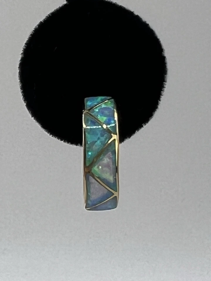 14K黄金泰国蛋白石镶嵌耳环环状设计标记NF 14K精美珠宝首饰 — 第 2/4 张图片