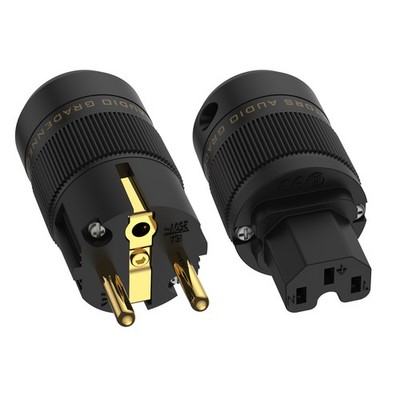Vergoldet EU Schuko Netzteil Stecker Netzkabel IEC Buchse Adapter für HiFi Audio