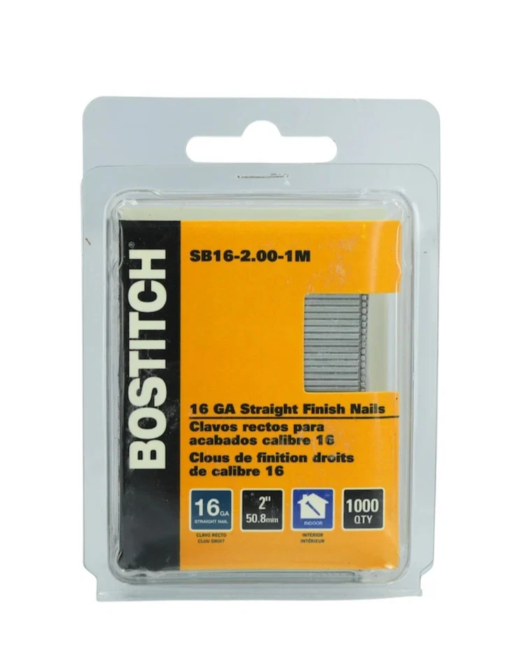 Cantidad 2 paquetes clavos Stanley Bostitch 2" 16GA SB16-2,00-1M acabado recto 1000/paquete Foto 4 de 4