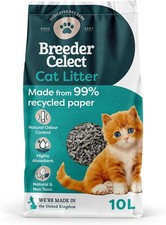 Breeder Celect All-Natural Cat Litter (10L) – 99% Recycled Paper, Highly