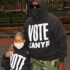 USA made Kanye West printed logo hoodie for men L election