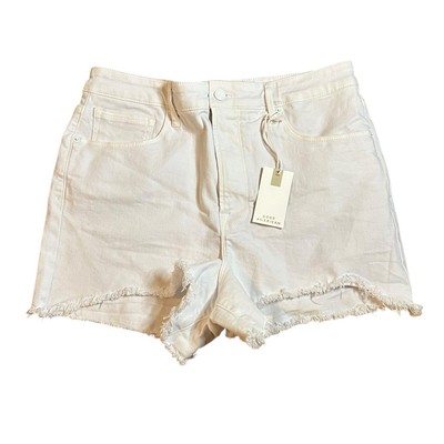 Good American Bombshell Cutoff Denim Shorts Size 12/31 High Rise Distressed 