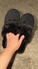Michael Michael Kors Women's Black Faux Fur Lined Slip-On Slippers US 8