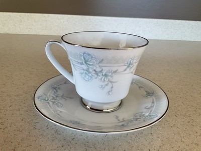 Vintage Noritake Cup & Saucer Floral Blue Silver Sharon s Dreams Legendary 