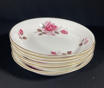 Royal Tuscan  BELGRAVIA  7.75  Soup Bowls featuring pink rose  floral Design (6)