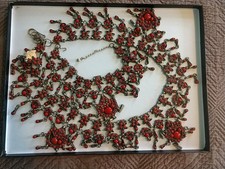 Antique Belly Dancing Necklace And Belt 996 Red Coral Pieces Rare!
