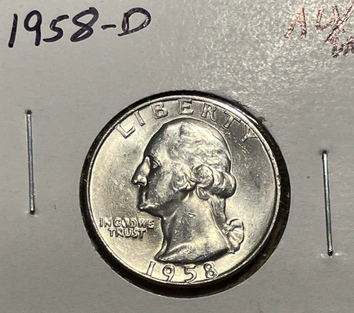 1958-D SILVER WASHINGTON 25¢ QUARTER - .1809ASW - AU-UNC