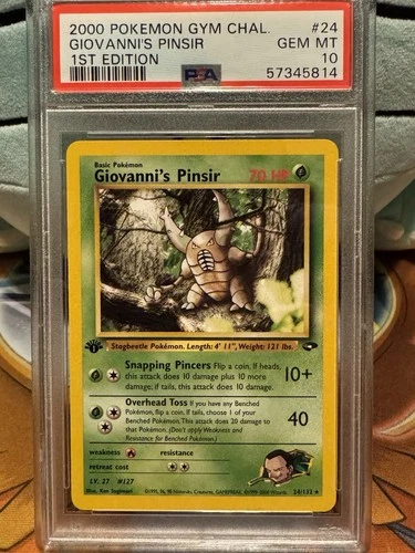 WotC 2000 Pokemon Gym Challenge Giovanni's Pinsir 24/132 1st Ed Rare PSA 10