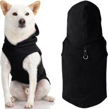 Gooby Fleece Vest Hoodie Dog Sweater - Black, Medium - Warm Pullover Dog Hoodie