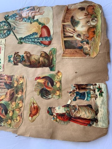 20 Antique Calling Greeting Die Cut Art Cards on 1 Page Bible Rose Angel Animals - Picture 9 of 9