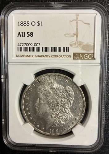 1885-O MORGAN SILVER DOLLAR NGC AU58