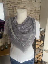 Tolles Damen Tuch Schal Grau Weiß Sterne Pailletten 