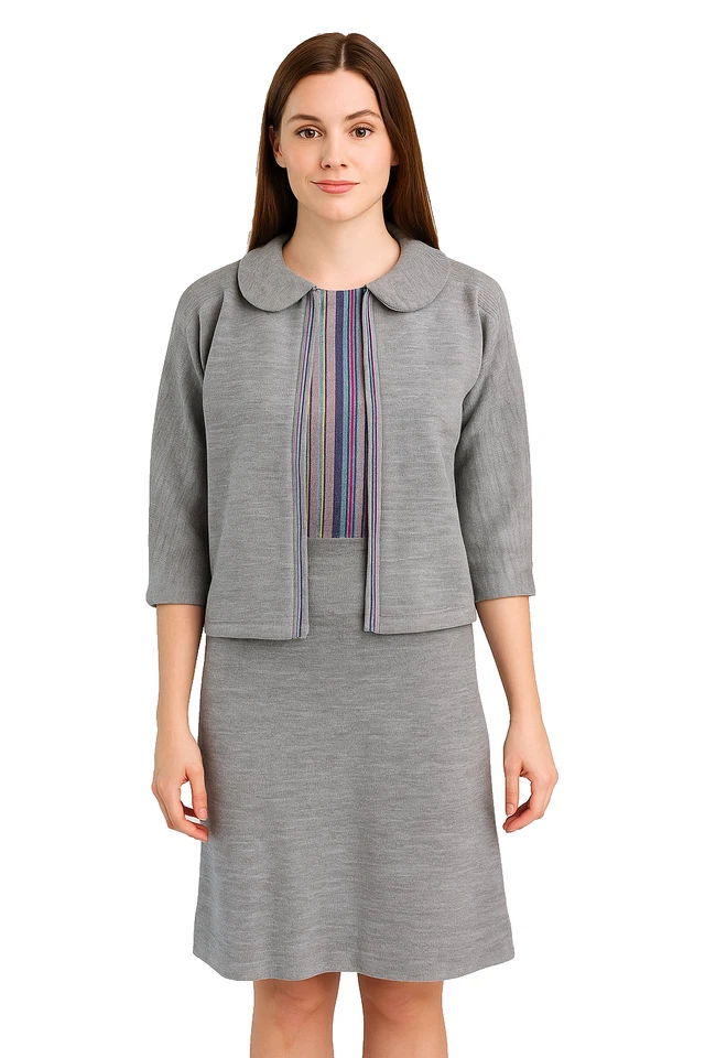 De Colección Años 50 Goldworm Lana Tejido Vaina Vestido Traje Italia Hecho a Mano S 38 Busto Foto 2 de 4